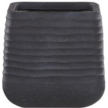 Maceta Grande Cuadrada de Poli Resina Negra para Jardín Exterior 38 x 37 cm Resistente a Rayos UV