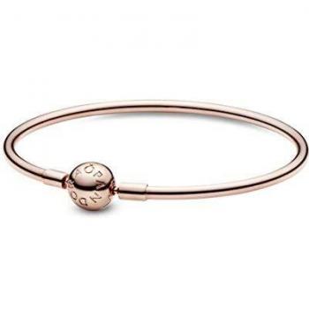Pandora Moments Bangle Bracelet - 21cm, 14K Rose Gold Plated with Silicone