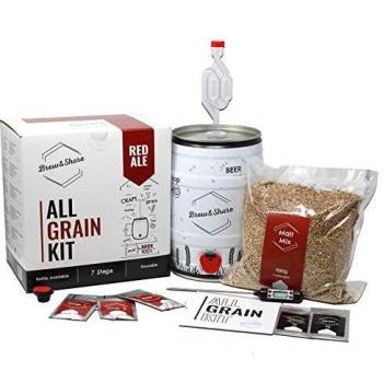 | Brew&Share | Kit para hacer cerveza Red Ale con mandarina bavaria | Fabricado en España | Tu cerveza en 2 semanas. Elaboración con maltas. Fermentación en barril. Materiales reutilizables.