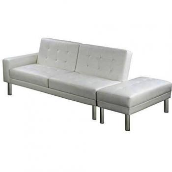 vidaXL Sofá Cama de Cuero Artificial Blanco Sala de Estar Descanso Dormitorio