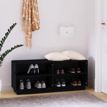 Zapatero negro de madera maciza de pino 110x34x45 cm