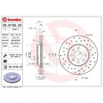 Disco de freno BREMBO XTRA LINE 09.9159.2X, 1 pieza