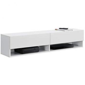 Armario de Pared Halmstad 140 x 31 x 30 cm - Mueble de TV Aglomerado Blanco con 2 Puertas y Compartimentos
