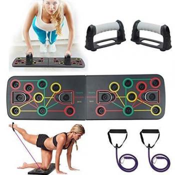 14-en-1 Plegable Push Up Rack Board Sistema de empuje Push-up Board Trainer Máquina de ejercicios de entrenamiento muscular multifuncional portátil con codificación de colores Soporte de ejercicio