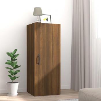 Armario de pared colgante de madera contrachapada en color blanco, negro y roble sonoma, dimensiones 34,5x34x90 cm, mueble de almacenaje estantería para oficina, estudio y dormitorio
