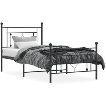 Estructura de cama con cabecero y estribo metal negro 100x190 cm Vidaxl Negro