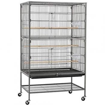 Jaula Grande para Pájaros con Soporte de Ruedas - 52x79x131cm - Negro