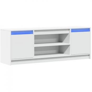 Mueble de TV con LED de madera de ingeniería blanco 139,5x34x50 cm, soporte de TV, aparador de TV, mueble HiFi, banco de TV, armario de TV
