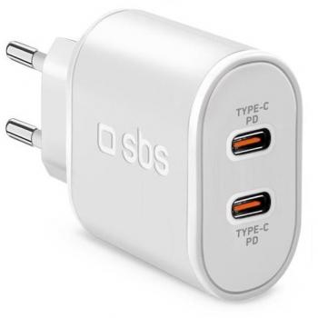 Cargador Universal de Dispositivo Móvil SBS TETRPD20CCW Blanco, Corriente Alterna, Interior, 2 Puertos USB