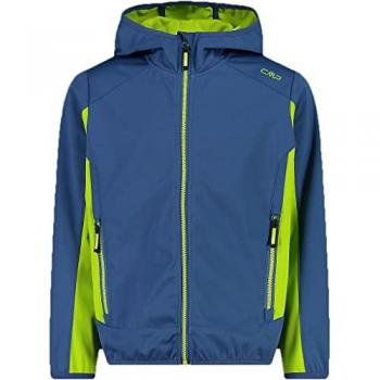 Chaqueta Softshell Infantil CMP con Capucha Azul Indigo y Amarillo (140)