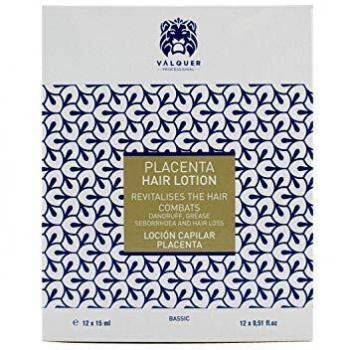 Valquer Profesional Loción Capilar de placenta. Combate: caspa, grasa, seborrea y caída - Ampollas capilares. Sin sulfatos. Estimulante capilar - 12x15ML