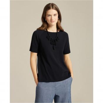 Jersey de mujer liso de manga corta con collar