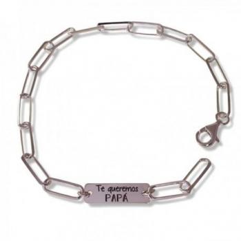 Pulsera de plata para hombre con mensaje TE QUEREMOS PAPÁ