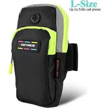 Keynice Brazalete deportivo Bolsillos Dobles Brazo multifuncional bolso al aire libre para el iPhone 6 plus 6s 6, Samsung Note 5 4 3, Nexus 5 y menos de 5,8 pulgadas de teléfonos celulares - L Tamaño, , Negro