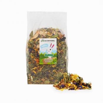 Pienso Factoryherbs Nie Byle Badyle para Conejos 1kg - Mezcla de hierbas secas, rica en fibra, sin aditivos artificiales, ideal para la alimentación diaria de conejos