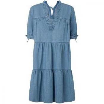 Vestido Lush azul Pepe Jeans - Elegante vestido corto vaquero con manga francesa ajustable para mujer