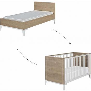 Cuna Evolutiva Galipette Marcel 70 x 140 cm en Roble Rubio/Blanco