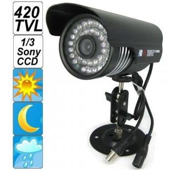 SecurityIng - Black Housing 420 TVL 1/3 Sony CCD Colorful Night Vision Indoor / Outdoor Bullet CCTV Security Camera, 36PCS IR LEDs Video Surveillance System Camera Support 30m View Distance, IP66 Waterproof Level