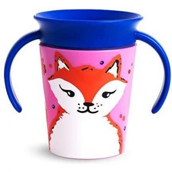 Munchkin Miracle 360 grados Wildlove Vaso de Entrenamiento con Asas, Set de 1, Zorro, 177 ml