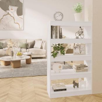 Estantería divisor de madera ingeniería 80x30x135 cm en Blanco, Negro y Roble Sonoma - Mueble de Almacenaje para Oficina, Estudio y Dormitorio, Estantería/Librería de aglomerado blanco brillo