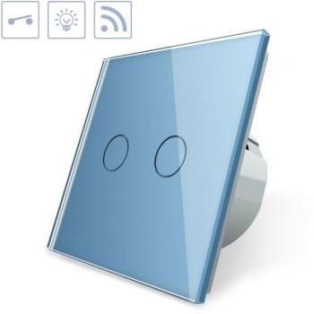 Interruptor táctil doble + remoto frontal azul LEDBOX