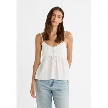 Flowing Crochet Top - White - Size L