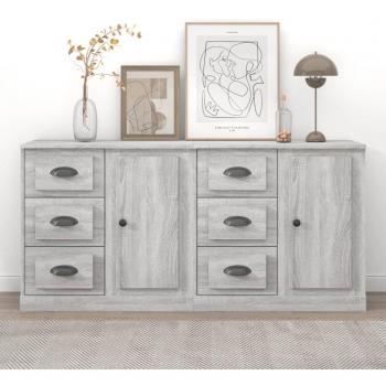 Aparador de Madera Contrachapada VidaXL - 2 uds, Armarios con Puertas, Cajón de Madera, Buffet Moderno para Salón, Armario Auxiliar y de Almacenamiento en Gris Sonoma