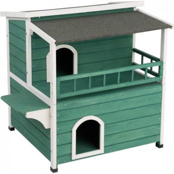 Casita Sunroof para mascotas - 91,5 x 71 x 82 cm (L x An x Al) - verde / blanco