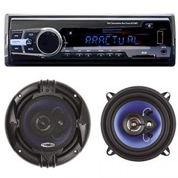 Reproductor de MP3 para automóvil PNI Clementine 8524BT con altavoces coaxiales PNI HiFi650, potencia total de 4x45W, diámetro de altavoces de 16.5 cm y capacidad
