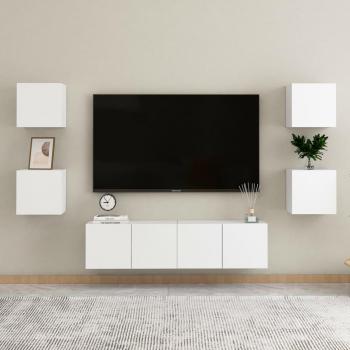 Conjunto de muebles de sala de TV blanco de 6 piezas