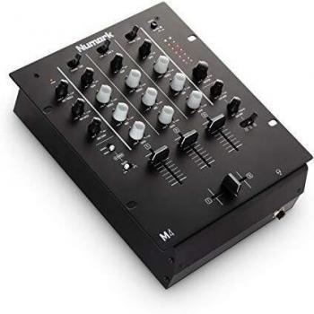 Numark M101 - Mezclador DJ de dos canales, montable en rack con ecualizador de 2 bandas, entrada de micrófono y crossfader reemplazable