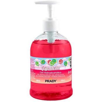 Gel Higienizante Prady de 500ml con Aroma a Piruleta y Dosificador - Contiene 70% Alcohol