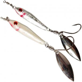 Gambler Go Fish X Game Changer - Señuelo con falda de pesca, color plateado / blanco, talla 3/4 oz