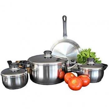 Bastilipo Berna Batería de Cocina, Acero Inoxidable, Gris, 24 cm, 7 Unidades