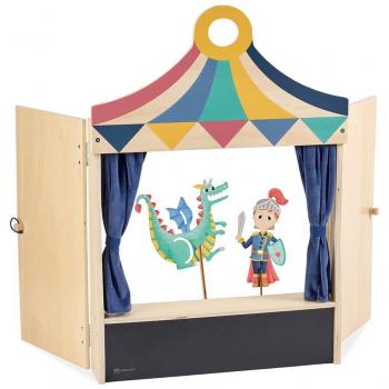 Teatro de sombras multifuncional de sobremesa, ideal para crear historias y desarrollar la imaginación, incluye proyector de luz, figuras recortables, material educativo y es apto para niños a partir de 3 años