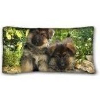 Generic Personalized ( Animals puppies german shepherds couple spotted grass ) Soft Pillow Case Cover 20*36 Inch (One Sides)Zippered Pillowcase suitable for Full-bed PC-Bluish-17772