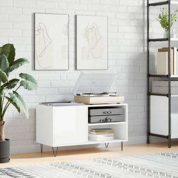 Soporte de disco móvil blanco pulido 85x38x48 cm madera multicapa Vidaxl