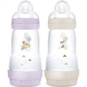 Biberón MAM Easy Start Nature Tetina F2 Lila Arena 260ml 2uds
