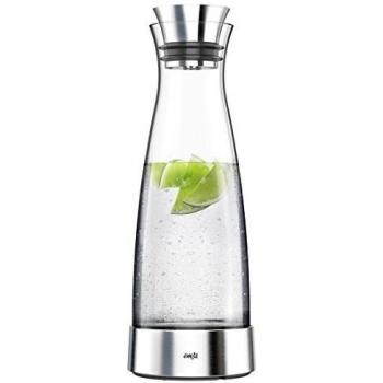 Emsa Flow Classic 515668 Jarra con Estación De Enfriamiento, 1 L, Cristal/Acero Inoxidable, Plateado/Transparente