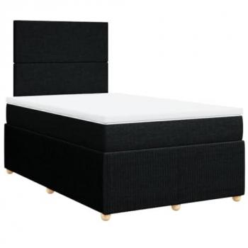 Cama box spring con colchón tela negro 120x200 cm