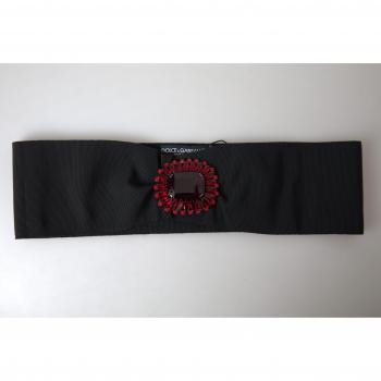 Dolce & Gabbana Black Crystal Brass Wide Waist Runway Belt - IT46|XL, Female, Black, Size: L Embellished Wide Waist Belt