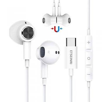 Auriculares USB C, Auriculares USB Tipo C, Magnéticos Auriculares USB C In-Ear con Micrófono Control de Volumen Compatible con Sam.Sung S20 S21, G.oogle Pixel 3/4/5, Hua.wei P30 Pro Mate 20 y más