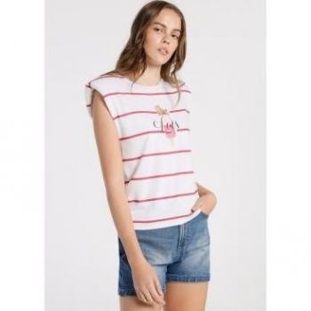 LOIS JEANS - Camiseta Maxi Hombros Con Grafica Blanco para mujer