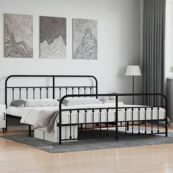 Cama con estructura de metal negro y cabecera redonda, tamaño 200x200 cm, sin colchón