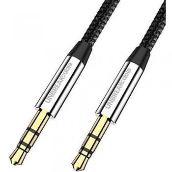 UNBREAKcable Cable Audio Jack - Cable Jack 3,5mm Nylon Trenzado Cable Audio Auxiliar para Coche, Auriculares, iPhone, iPad, iPod, Xiami, Samsung, Teléfono Inteligente, Echo Dot, MP3 y Más - 1M