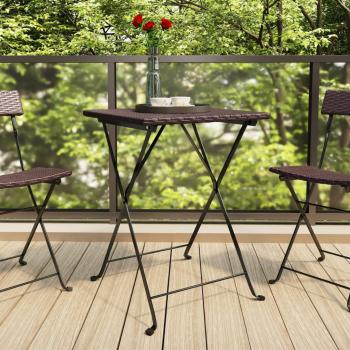 Mesa bistró plegable marrón de polyrattan 55x54x71 cm