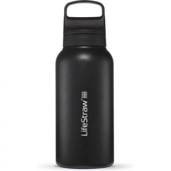 LifeStraw Go Nordic Noir GOST-1L-NOIR Stainless Steel Water Bottle with 2-Stage Filter, 1 Liter