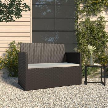 Black 105 cm Poly Rattan Garden Bench with Cushions