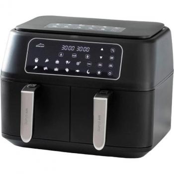 Lacor 69508 Freidora de Aire DuploAir, 9L (2x4.5L), 2400W, con Pantalla Táctil, Sin Aceite, Color Negro