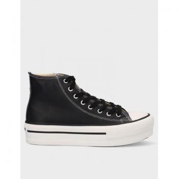 Victoria Botín Tribu Doble Efecto Piel Negro con Plataforma para Mujer, Altura 4cm - 1061107